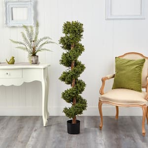 Nearly Natural 46 in. Artificial Boxwood Spiral Topiary Tree T2028 ...