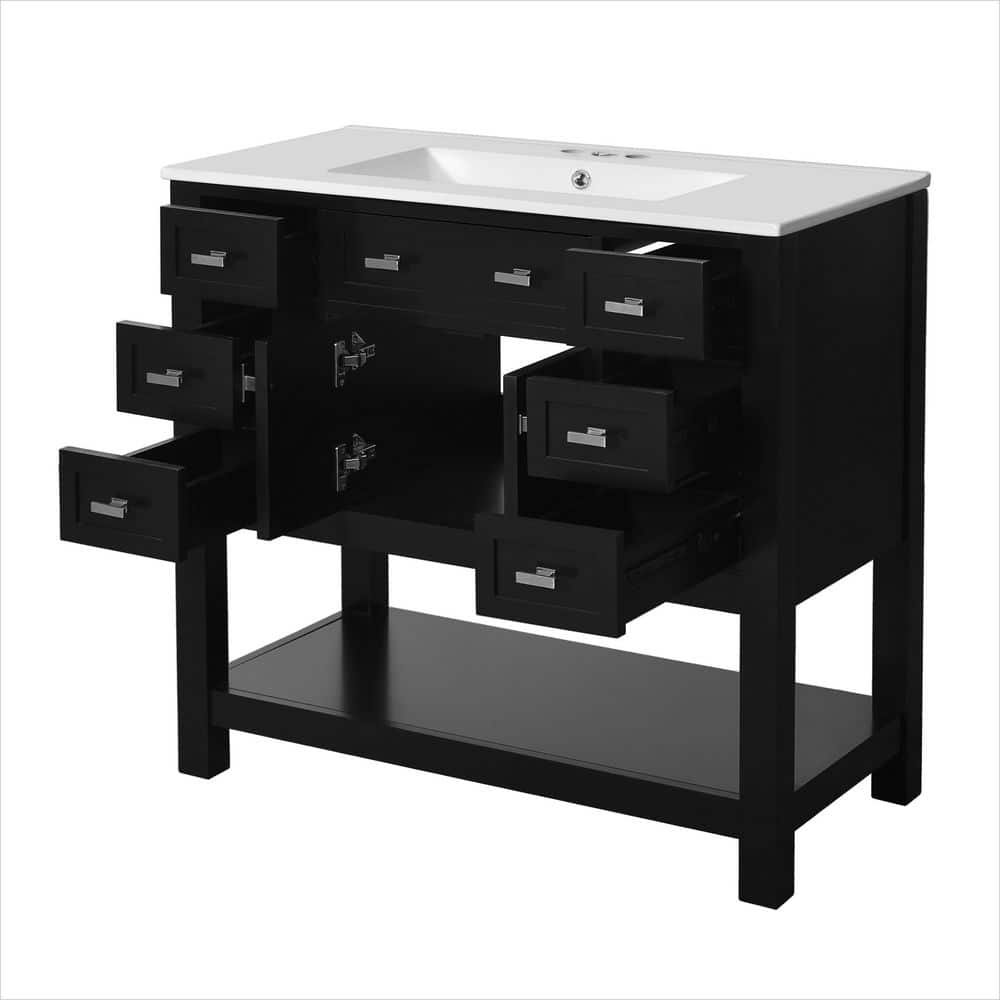 36 in. Freestanding Single Sink Black Bath Vanity with White Ceramic Top price history on PriceWatchPro