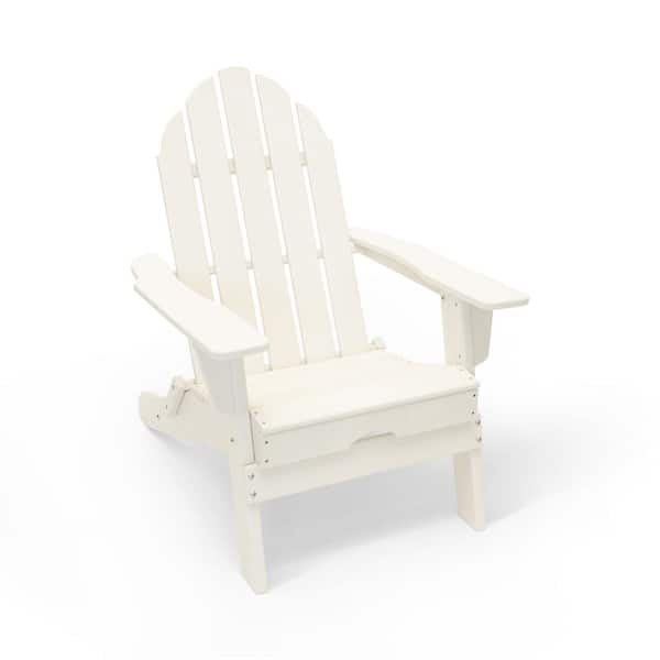 LuXeo Balboa White Folding Patio Plastic Adirondack Chair