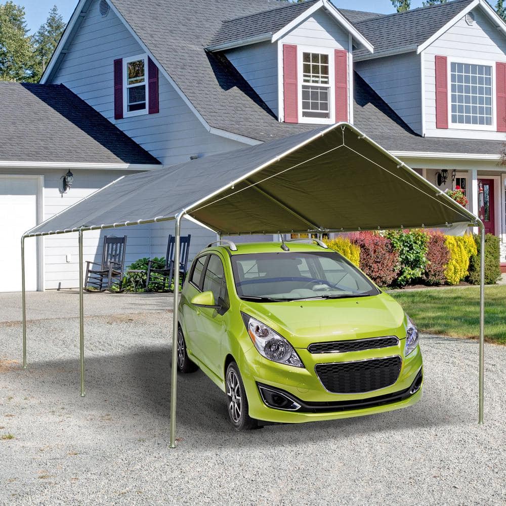 Gray 10' x 20' Portable Galvanized Steel Carport Kit