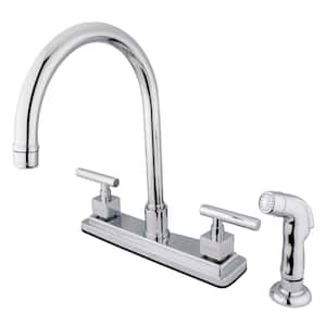 Claremont 2-Handle Deck Mount Centerset Kitchen Faucets with Side Sprayer in Polished Chrome