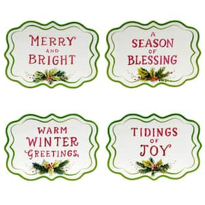 Multi-Colored Snowman Greetings Canape Plate (Set of 4)