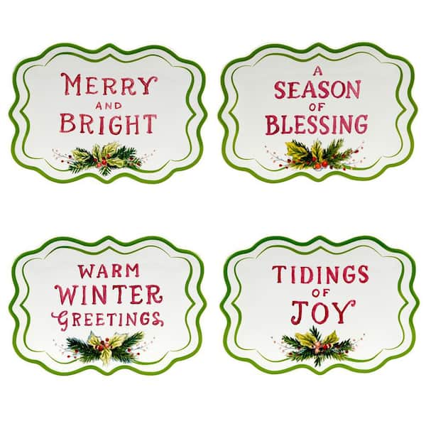 Unbranded Multi-Colored Snowman Greetings Canape Plate (Set of 4)