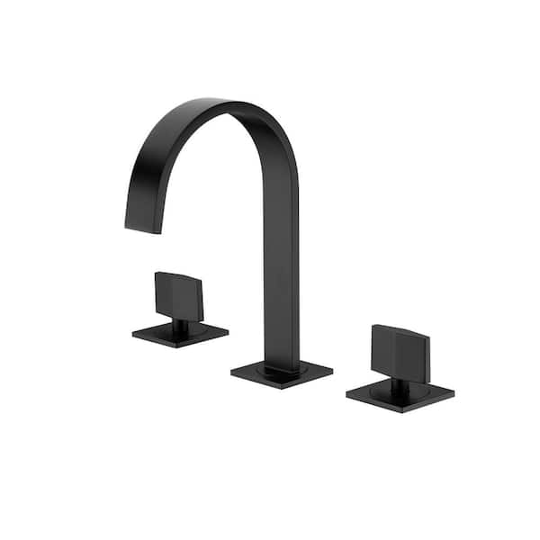 LUXIER Contemporary 8 in. Widespread 2-Handle Bathroom Faucet with Pop-Up Drain in Matte Black