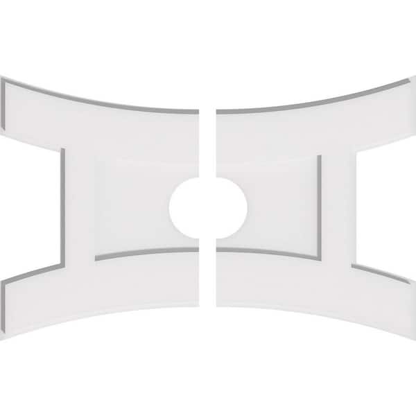 Ekena Millwork 26 in. W x 17-3/8 in. H x 4 in. ID x 1 in. P Haven Architectural Grade PVC Contemporary Ceiling Medallion (2-Piece)