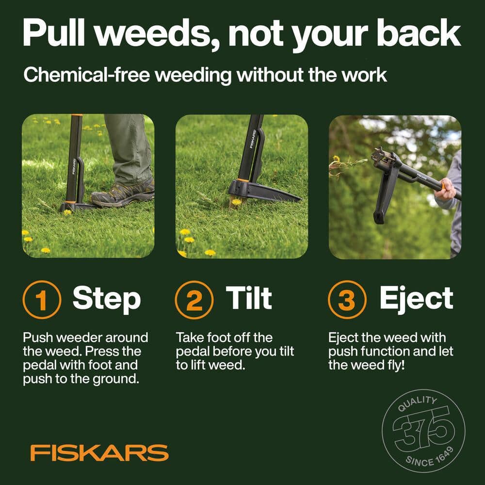 Fiskars 12" 4 Claw Stand Up Stainless Steel Hand Weeder