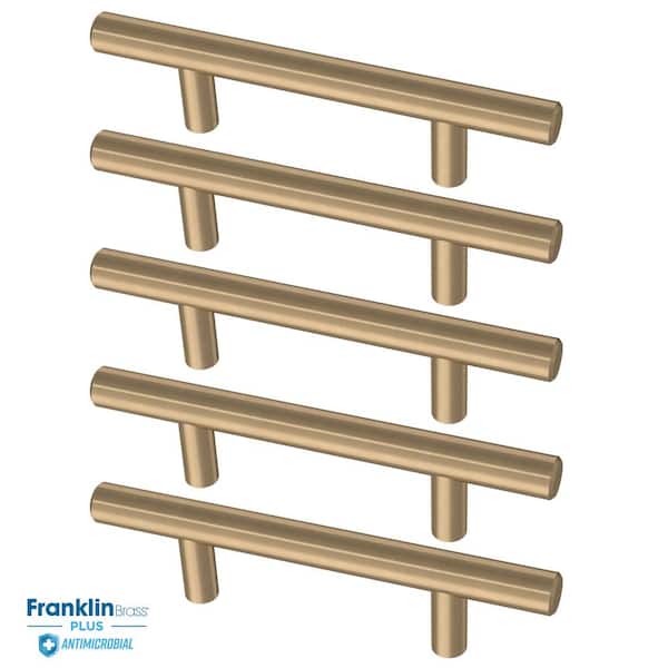 Franklin Brass Antimicrobial Properties Solid Bar 3 in. (76 mm) Champagne Bronze Drawer Pulls (5-Pack)