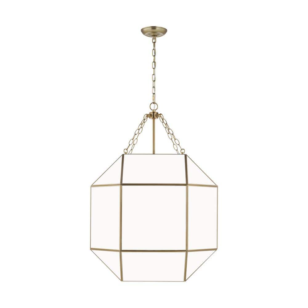 Morrison Large 4-Light Satin Brass Lantern Pendant Light with White Glass Panel price history on PriceWatchPro