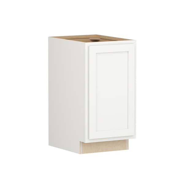 SIMPLY WOODMARK PRO Shaker Partial Overlay 18 in. W x 24 in. D x 34.5 in. H Plywood Assembled Base Kitchen Cabinet in Linen White