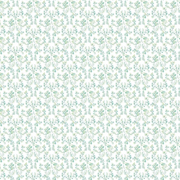 Unbranded Ogee Floral Trail Emerald Green/Turquoise Matte Finish Non-Woven Non-Pasted Wallpaper Roll