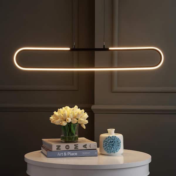 JONATHAN Y Ned 39 in. Dimmable Adjustable Integrated LED Black Metal Linear Pendant