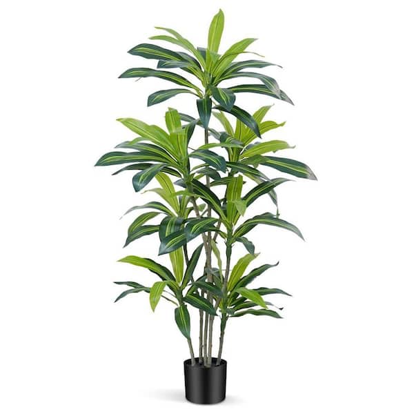 UUDULY 6 ft. Artificial Dracaena Tree in Black Planter Real Touch Silk  Leaves Fake Tropical Plant for Indoor Outdoor Decor SA1059B449 - The Home  Depot