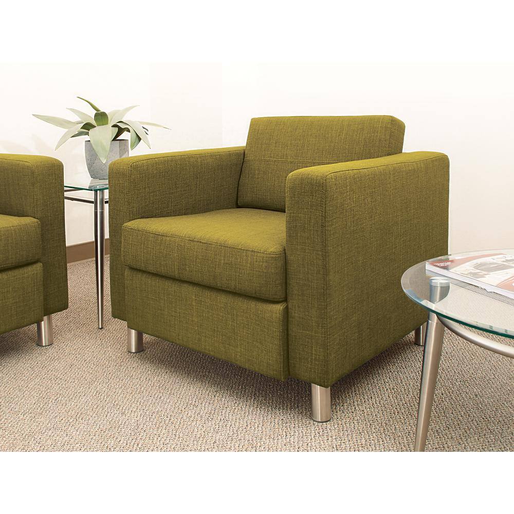 Contemporary Green Fabric Club Style Accent Chair with Chrome Legs