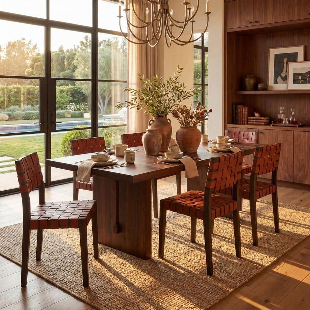 Bette Brown/Walnut Bette Woven Leather Dining Chair Set of 2 price history on PriceWatchPro