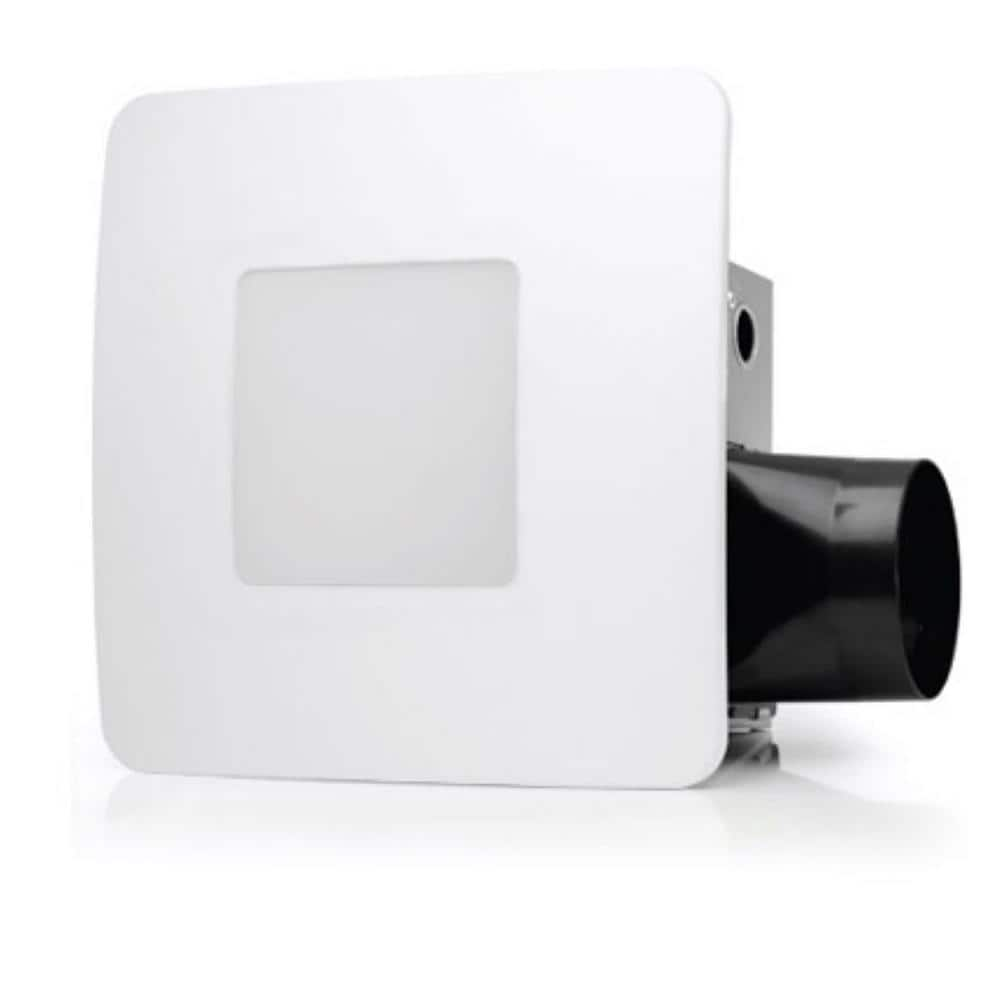 ReVent 50 CFM Ceiling/Wall Easy Roomside Installation Bathroom Exhaust Fan with Adjustable LED Lighting, White