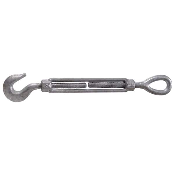 Hardware Essentials 1/2-13 x 19-1/8 in. Hook and Eye Turnbuckle in Forged  Steel with Hot-Dipped Galvanized (2-Pack) 321900.0 - The Home Depot