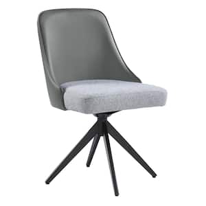 Paulita Grey and Gunmetal Upholstered Swivel Side Chairs (Set of 2)