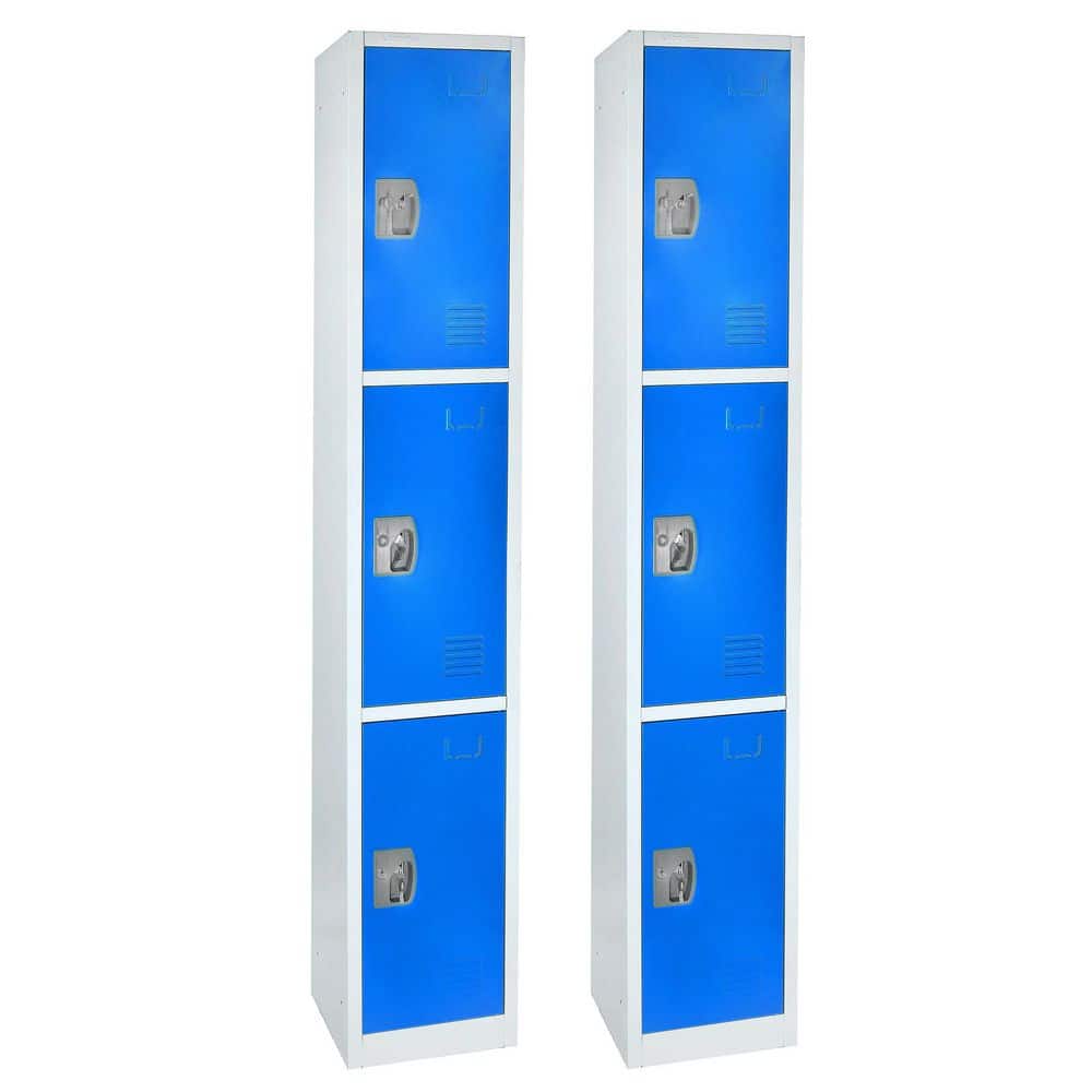 629-Series 72 in. H 3-Tier Steel Key Lock 3-Shelf Storage Locker Free Stand