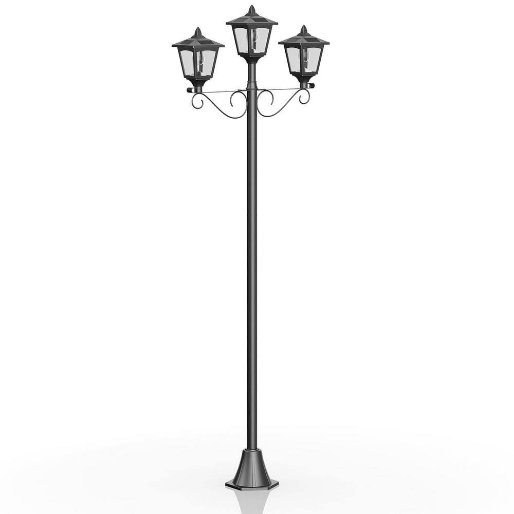 72 in. Solar Triple-Head Street Vintage Outdoor Post Light for Garden, Lawn price history on PriceWatchPro