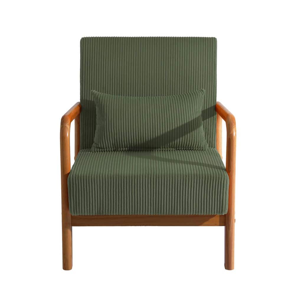 Uixe Gray Green Corduroy Fabric Upholstered Accent Arm Chair