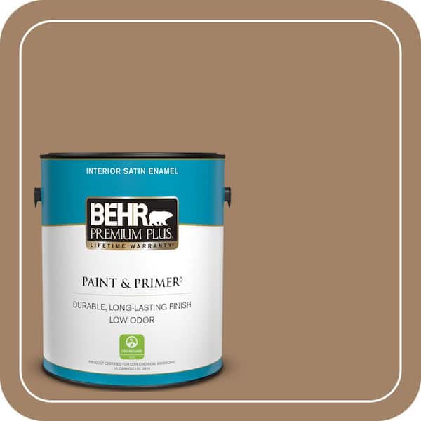 BEHR PREMIUM PLUS 1 gal. #280F-5 New Chestnut Satin Enamel Low Odor Interior Paint & Primer