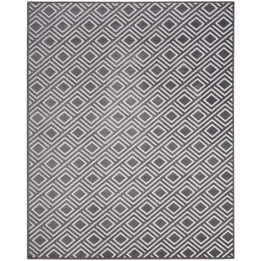 Nourison Casual Grey 9 ft. x 12 ft. Checker Contemporary Area Rug