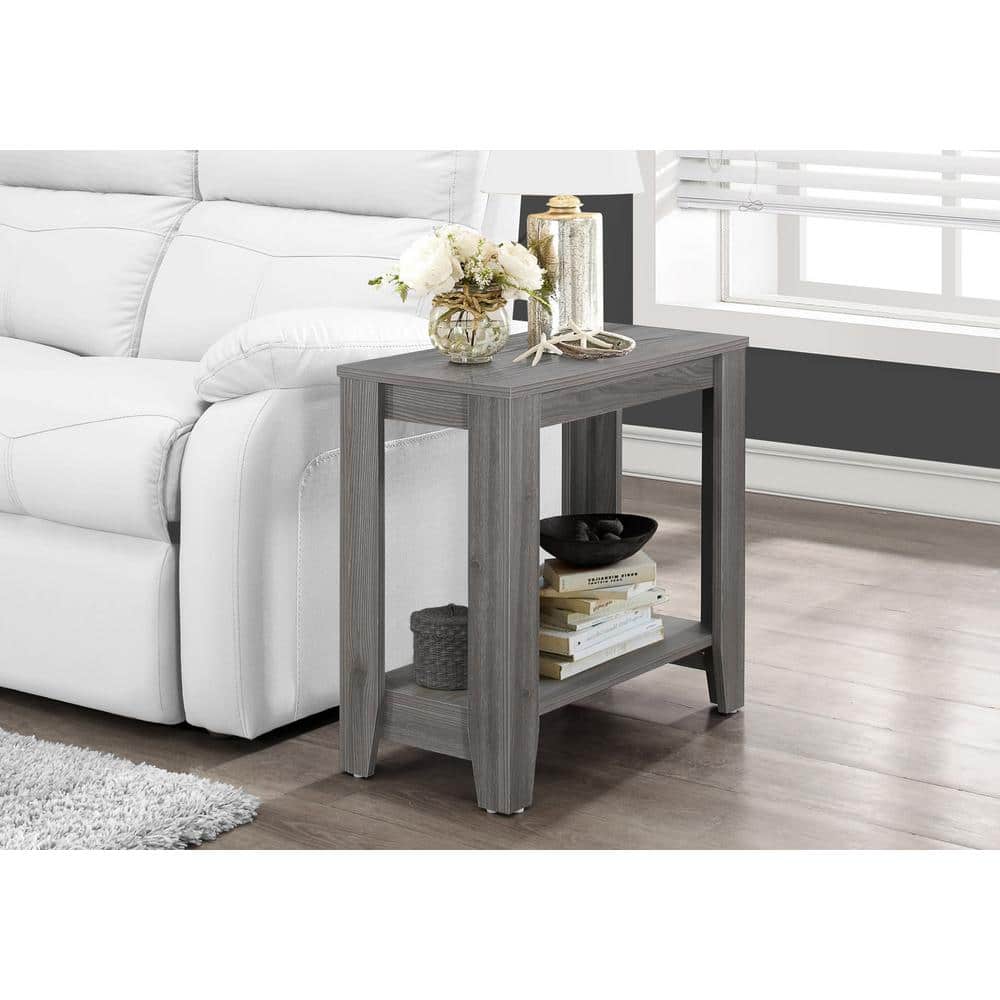 23.75 in. Grey Rectangular Particle Board End Table With Bottom Shelf