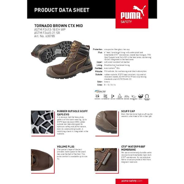 とろ Puma Men's 630925 Tornado Brown Mid Waterproof Soft Toe Work