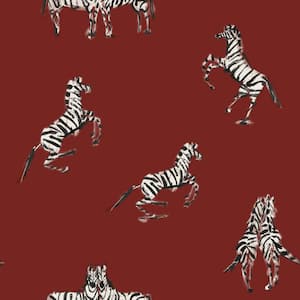 Novogratz Zebras In Love Red Peel and Stick Wallpaper Sample
