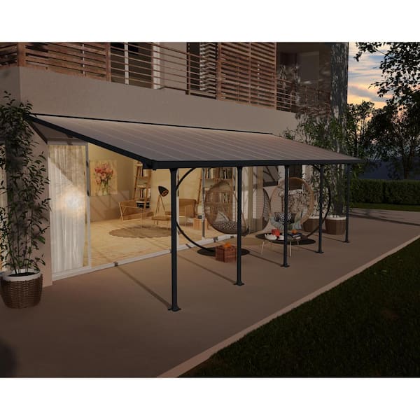 CANOPIA by PALRAM Feria 10 ft. x 28 ft. Gray/Clear Aluminum Patio Cover