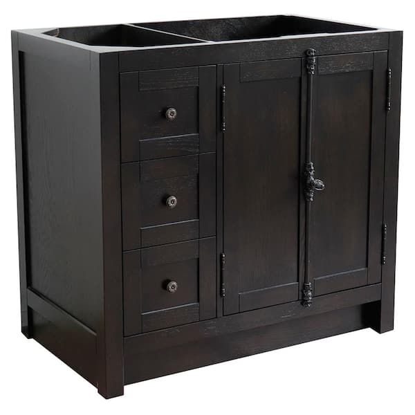 Bellaterra Home Plantation 36 in. W x 21.5 in. D x 34.5 in. H Bath Vanity Cabinet Only in Brown Ash with Right Side Doors
