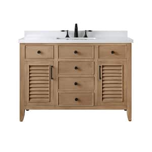 Cotherstone 48 in. W x 22 in. D x 34 in. H Single Sink Bath Vanity in Almond Toffee with White Engineered Stone Top