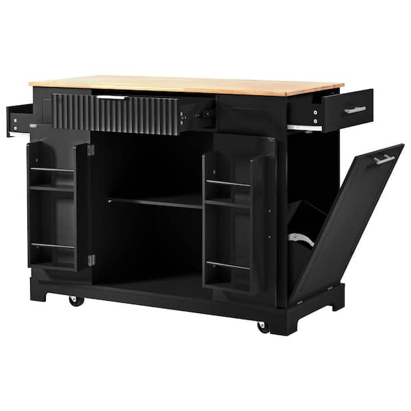 48.5 in. W x 20.5 in. D x 36.35 in. H Bathroom Black Linen Cabinet