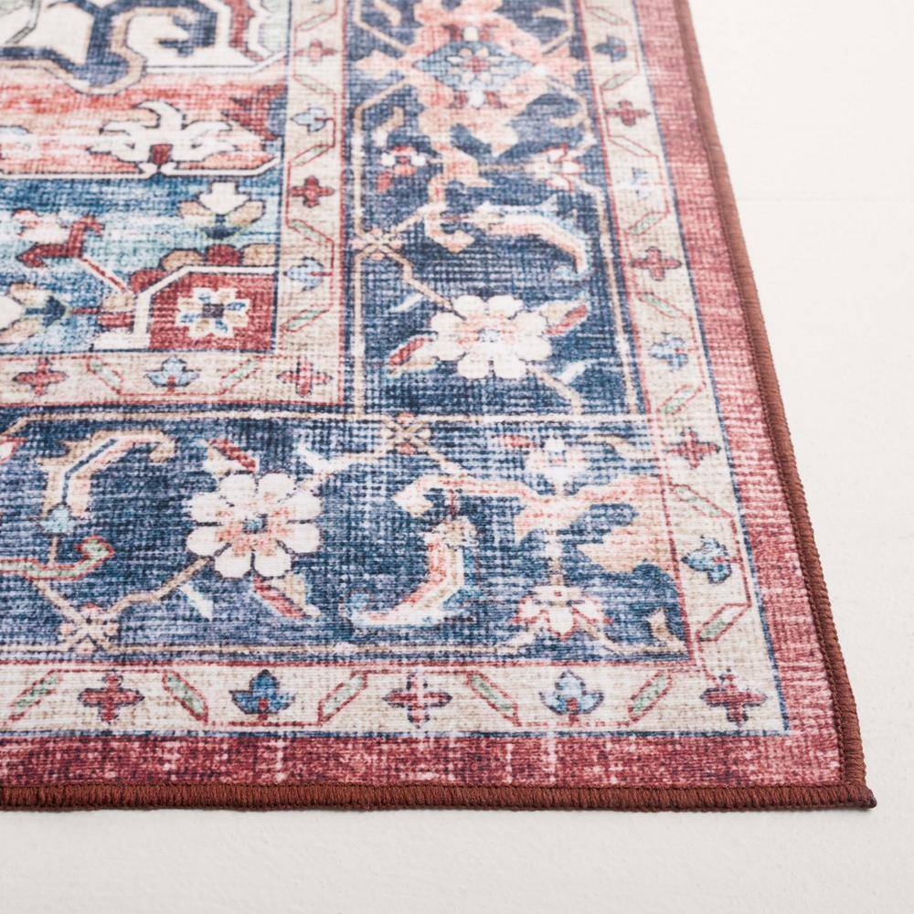 Arizona Brown and Blue Distressed Washable Area Rug 6'x9'