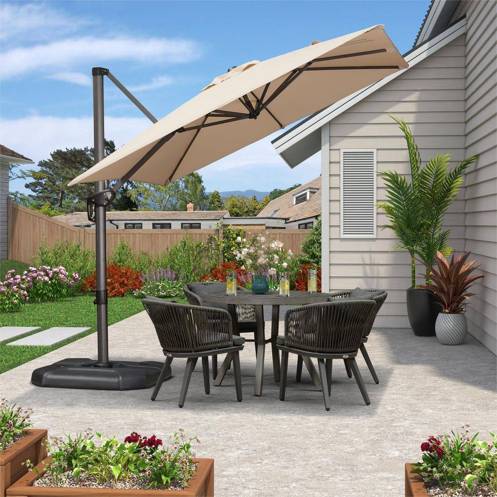 PURPLE LEAF 8 ft. Square Aluminum Outdoor Patio Cantilever Umbrella