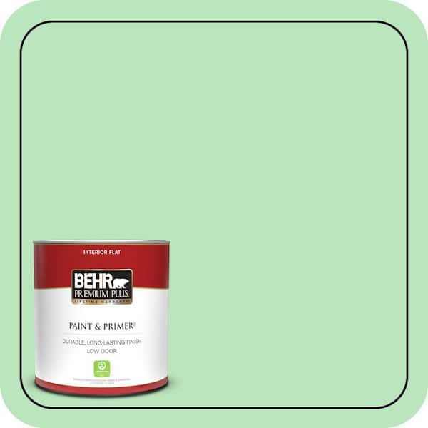 BEHR PREMIUM PLUS 1 qt. #P390-3 Mint Parfait Flat Low Odor Interior Paint & Primer