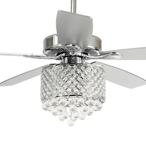 Deido 52 in. Modern Chrome Downrod Mount Crystal Ceiling Fan with Light Kit and Remote Control