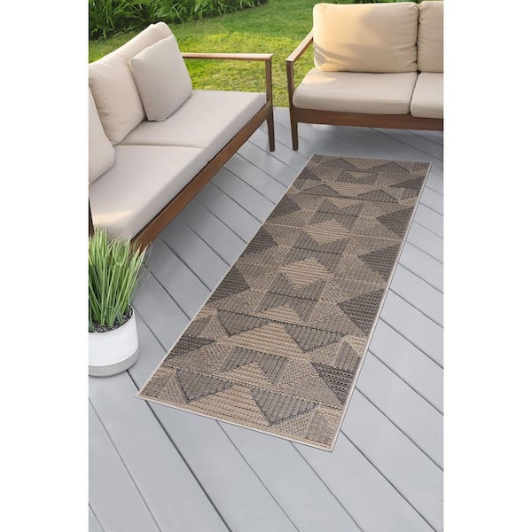 Bailey Black 2 ft. x 7 ft. Transitional Geometric Flat Weave Polypropylene Runner Indoor/Outdoor Runner Rug