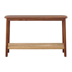 Calais 48in. Rectangle Acacia Wood Console Table, Warm Chestnut