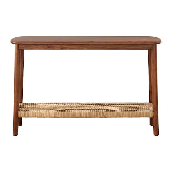 Alaterre Furniture Calais 48in. Rectangle Acacia Wood Console Table, Warm Chestnut