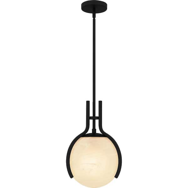 Quoizel Orbit 100-Watt 1-Light Matte Black Mini Pendant Light