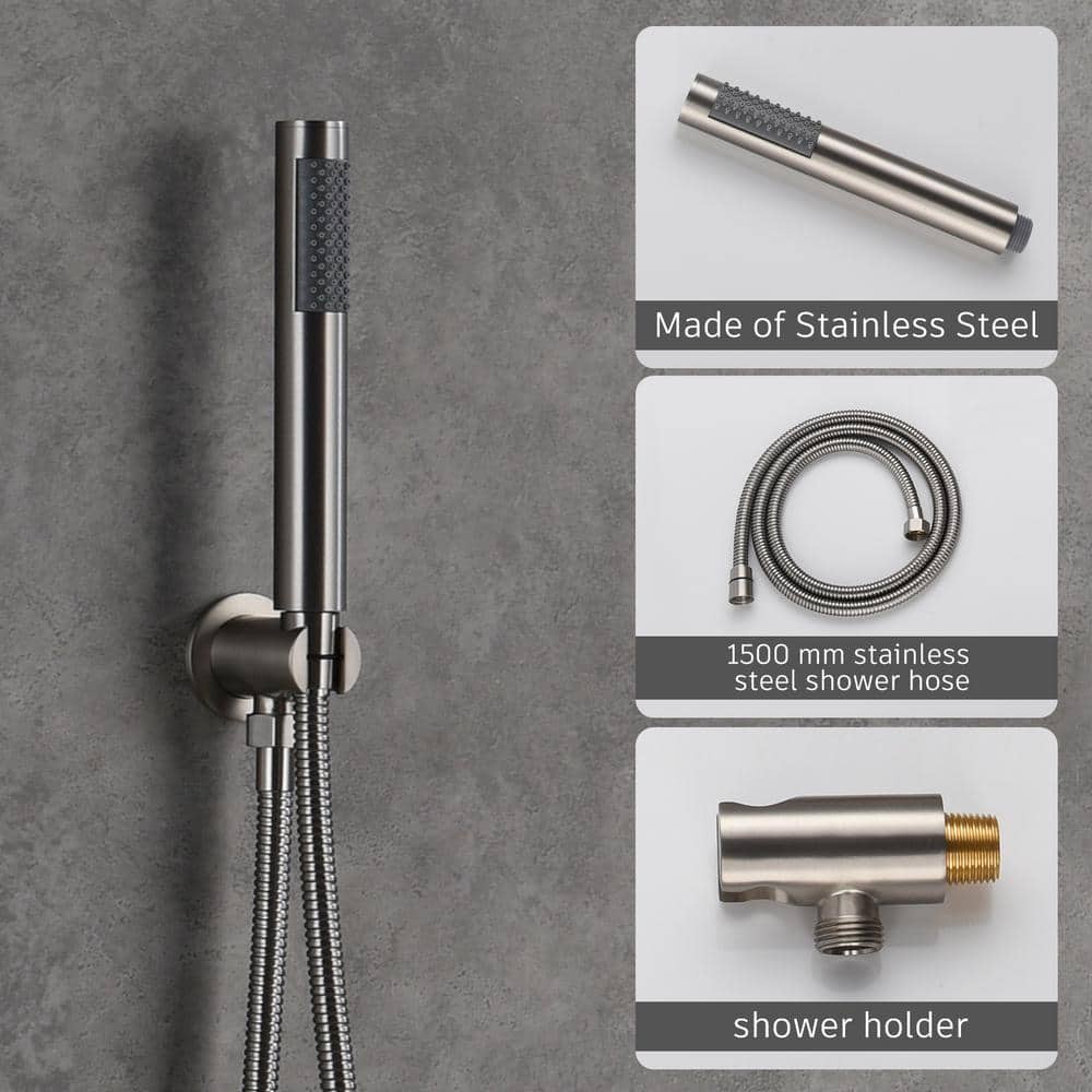 Brushed Nickel 10-Inch Rain Shower System with Handheld Spray