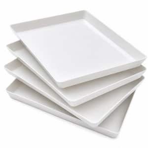 16 in. W x 1.5 in. H x 11 in. D White Plastic Serving Trays (Set of 4), Reusable Serving Platters for Cookie, Appetizer