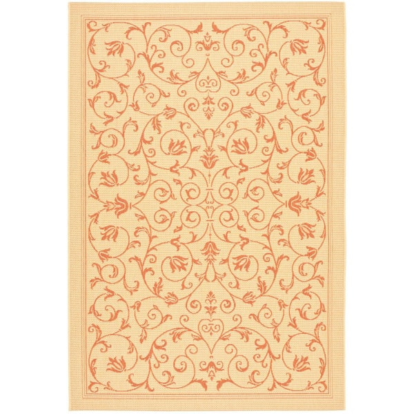 SAFAVIEH Courtyard Natural/Terracotta 5 ft. x 8 ft. Border Indoor/Outdoor Patio  Area Rug