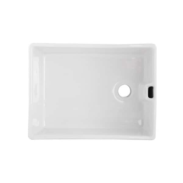 Flynama 23.60 in. Single Bowl Farmhouse/Apron Front White Ceramic Kitchen Sink