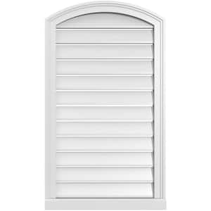 22 in. x 36 in. Arch Top Surface Mount PVC Gable Vent: Decorative with Brickmould Sill Frame