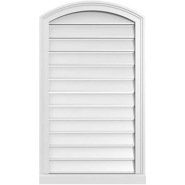 Ekena Millwork 22 in. x 36 in. Arch Top Surface Mount PVC Gable Vent: Decorative with Brickmould Sill Frame