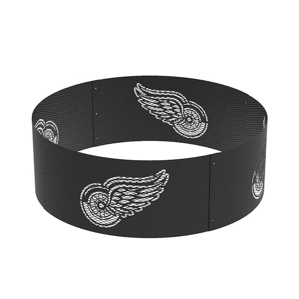 BLUE SKY OUTDOOR LIVING Decorative NHL 36 in. x 12 in. Round Steel Wood Fire Pit Ring - Detroit Red Wings