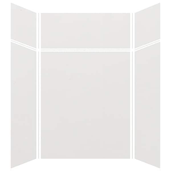 Transolid Expressions 42 in. x 60 in. x 96 in. 4-Piece Easy Up Adhesive Alcove Shower Wall Surround in Grey