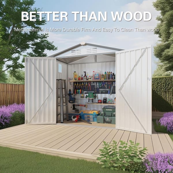4 ft. W x 6 ft. D Metal Outdoor Storage Shed, Outdoor Garden Tool